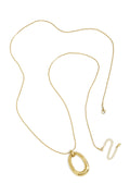 Long necklace with oval striped pendant